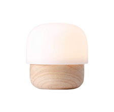 Round Mushroom Night Lamp with Wooden Base