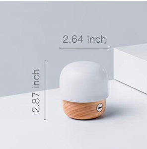 Round Mushroom Night Lamp with Wooden Base
